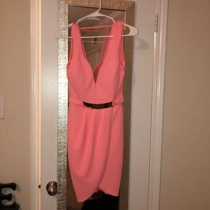 Pink Deep V Plunge Agaci Dress